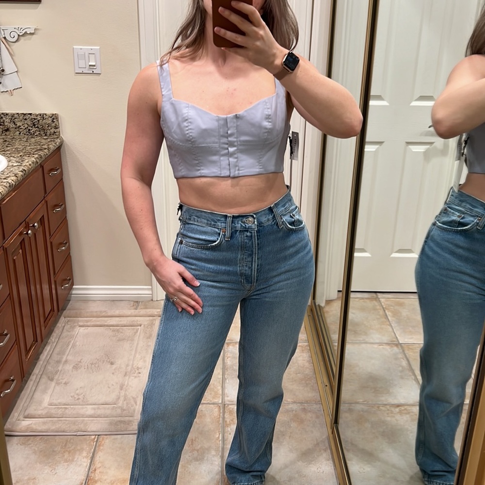 NWT Aritzia Babaton Dusty Blue Corset Tank Sz L